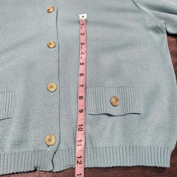 Vintage Mita Blue Knit Button Front Longsleeve Cardigan Top & Skirt Set Size 12P - Picture 10 of 14